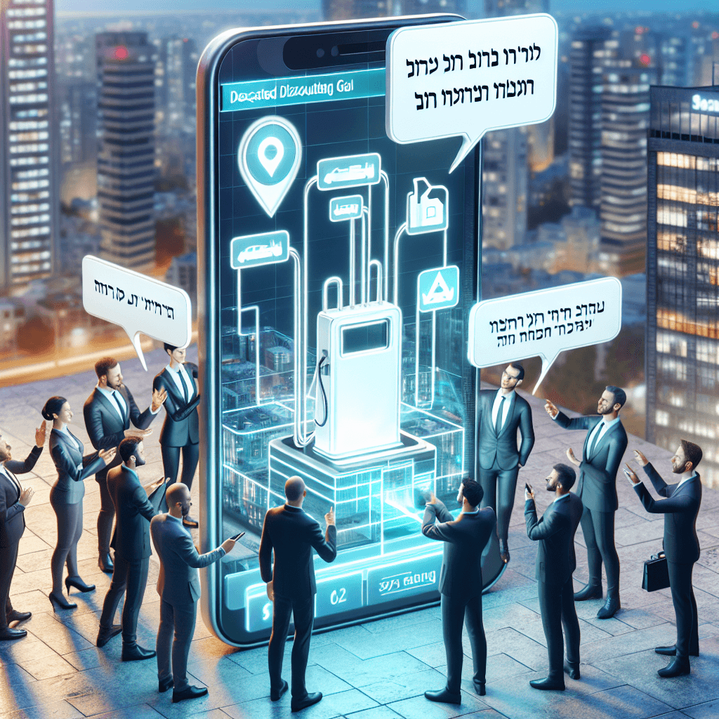 אנשי עסקים מחפשים תחנת דלק מוזלת בעזרת אפליקציה.
